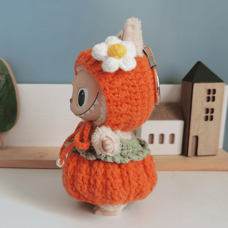 Handmade Pumpkin Outfit for Labubu – Crochet Costume