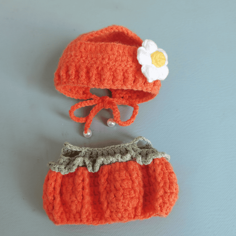 Handmade Pumpkin Outfit for Labubu – Crochet Costume