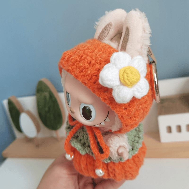 Handmade Pumpkin Outfit for Labubu – Crochet Costume
