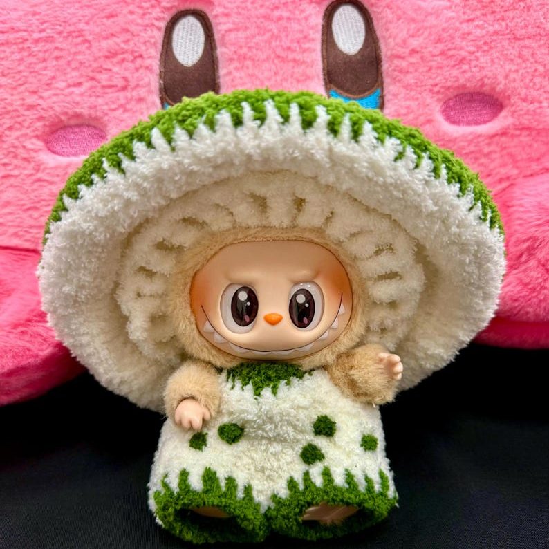 Handmade Crochet Clothes for Labubu Doll | Cute Mushroom Theme Outfit