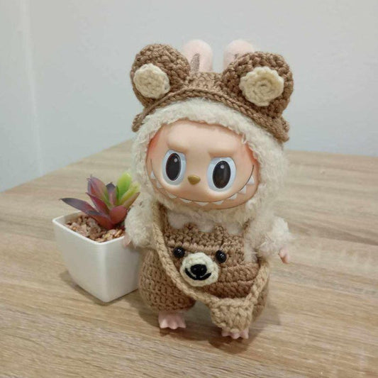 Handmade Labubu Crochet outfit, Playfull Bear costume