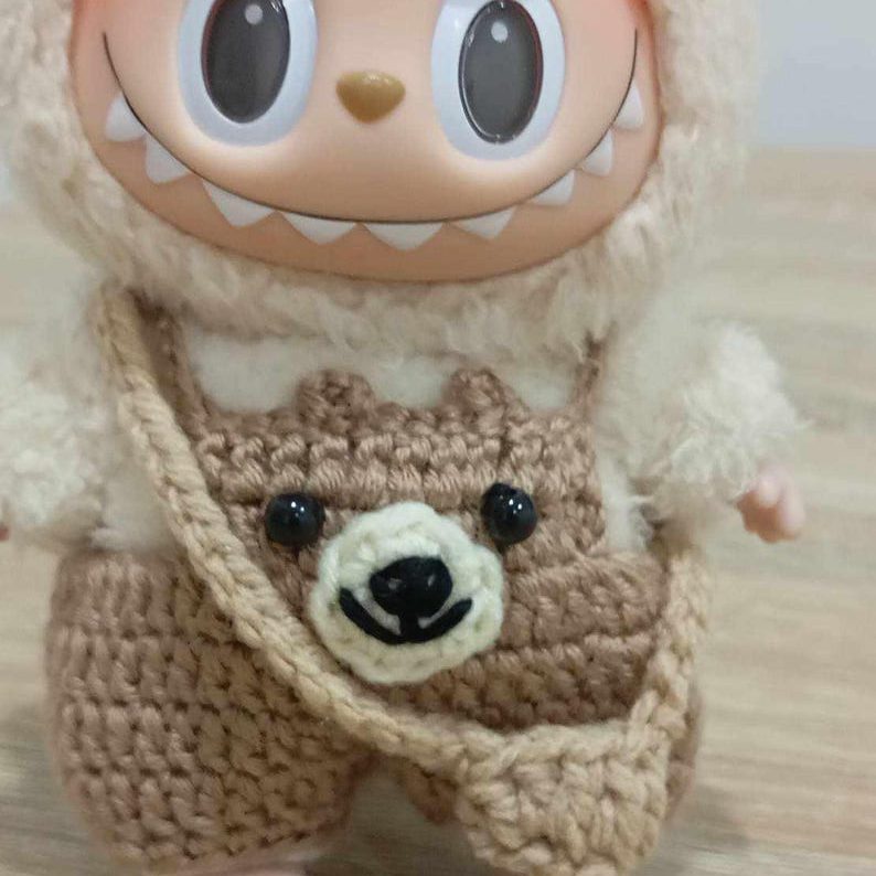 Handmade Labubu Crochet outfit, Playfull Bear costume