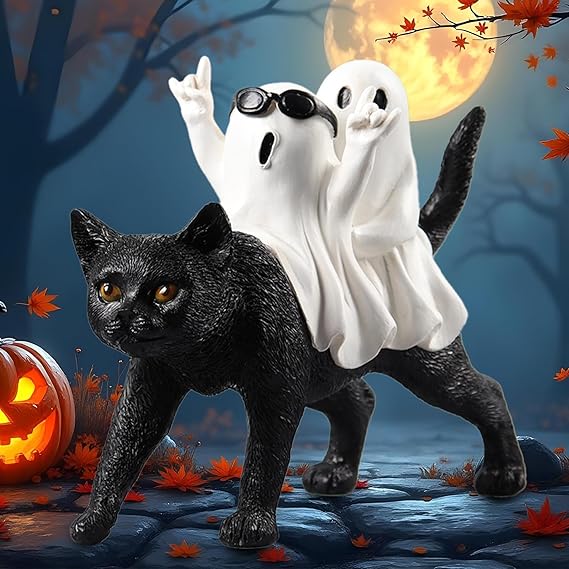 Halloween Ghost Black Cat Decor Figurine Decorations