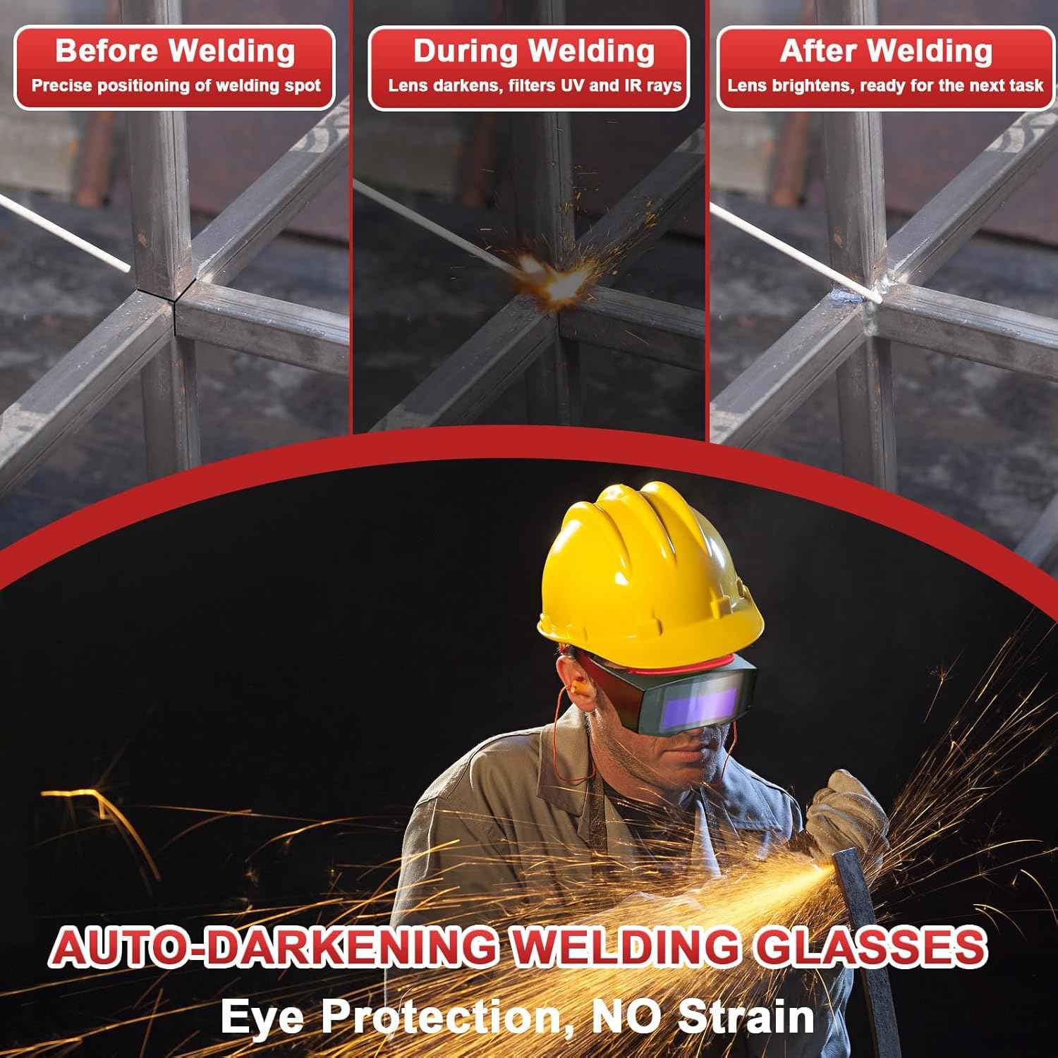 160Amp 3 IN 1 Welder, Flux Core Welder/Lift TIG/Stick Welding Machine, Auto Darkening Welding Glasses MIG Welder, Portable MINI Welder Machine 110V, Gasless MIG Welder with IGBT Inverter