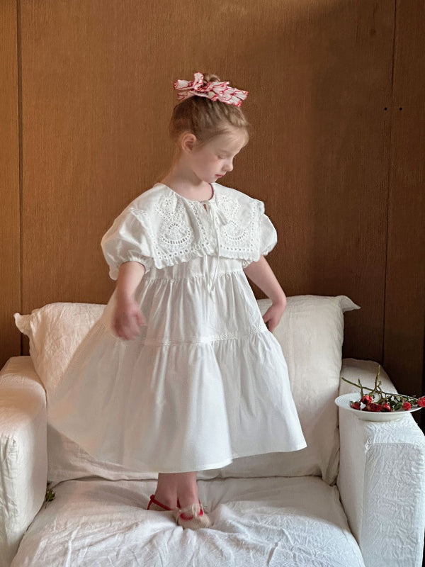 Girls French Dress | White Princess Lace Collar Outfit