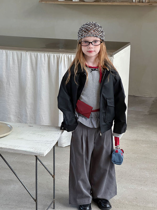 Girls Leather Jacket | Retro Motorcycle Coat for Kids