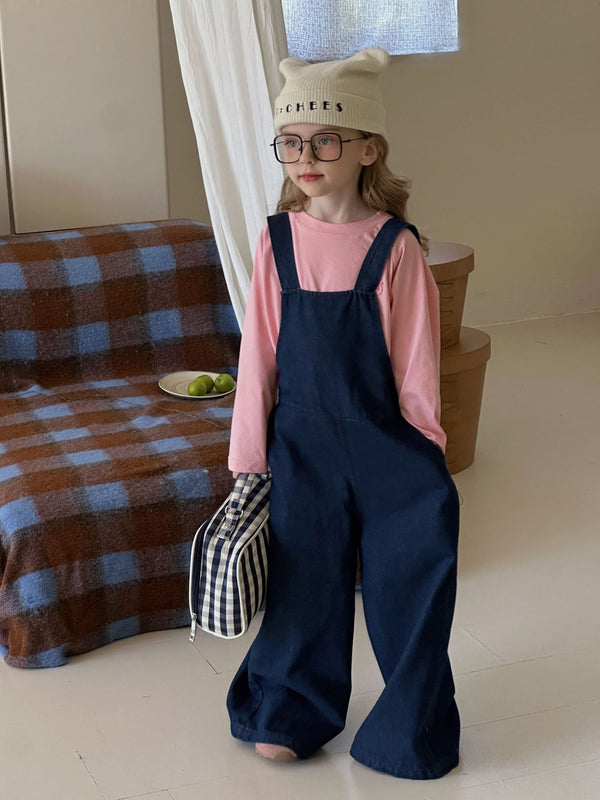 Girls Denim Overalls | Casual Loose Long Jeans for Kids
