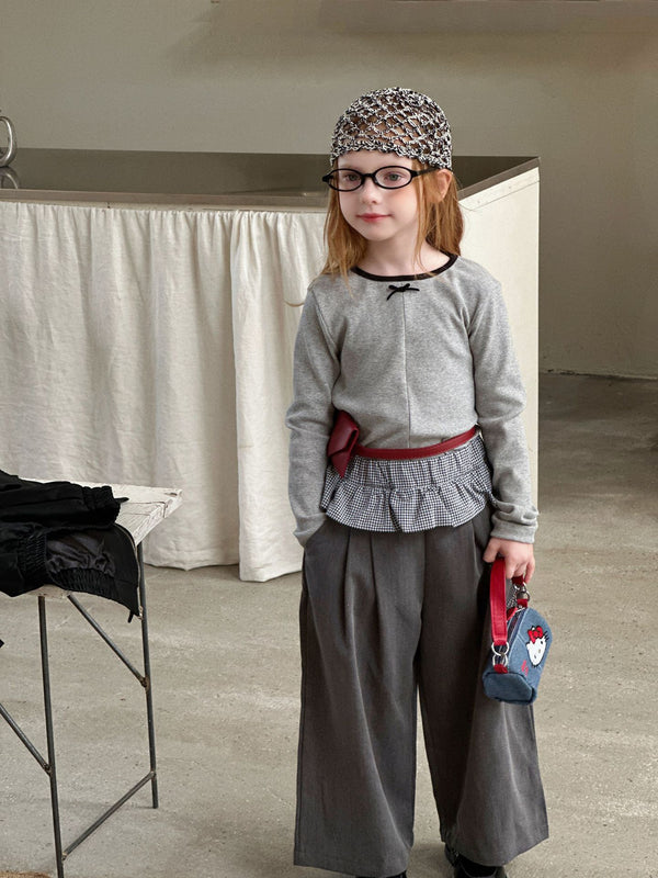 Girls Faux Two-Piece Pants | Plaid Skirt Wide Leg Trousers