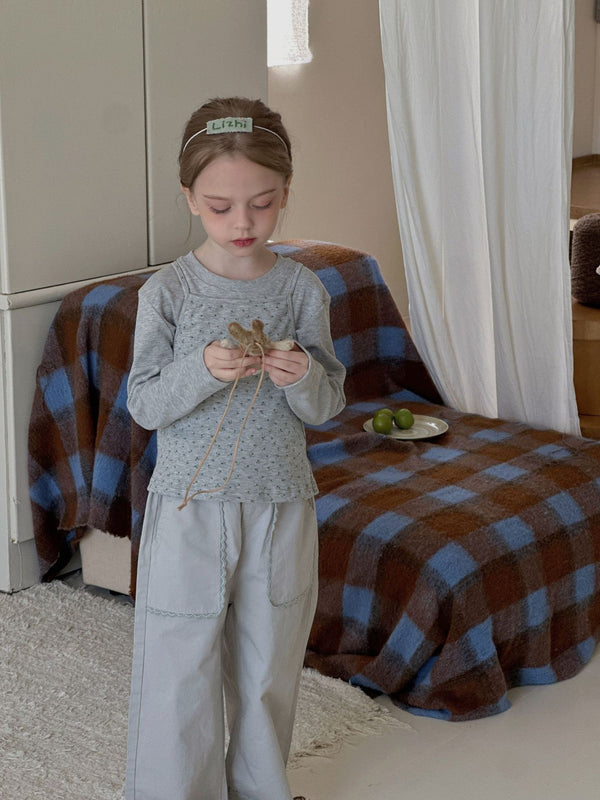 Girls Cotton Pants | Straight Trousers with Lace Pocket
