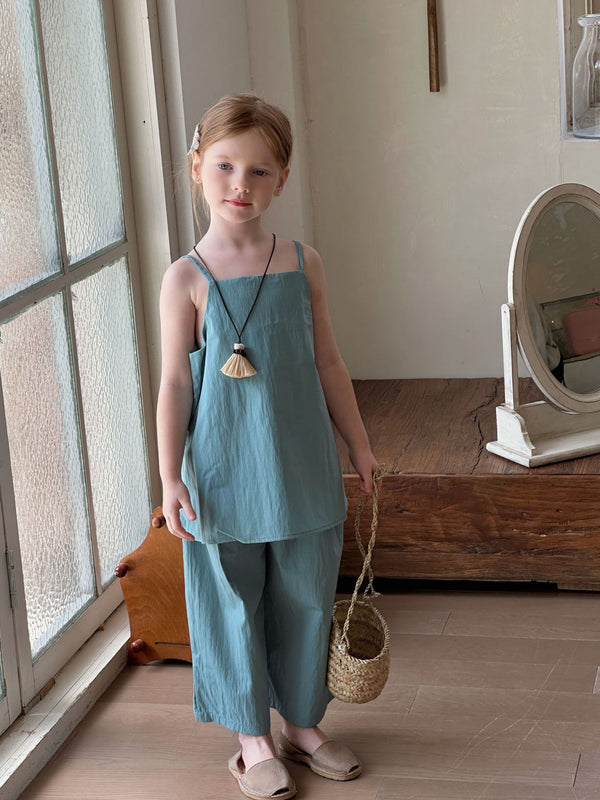 Girls Outfit Set | Sleeveless Tank and Wide Leg Pants Two-Piece