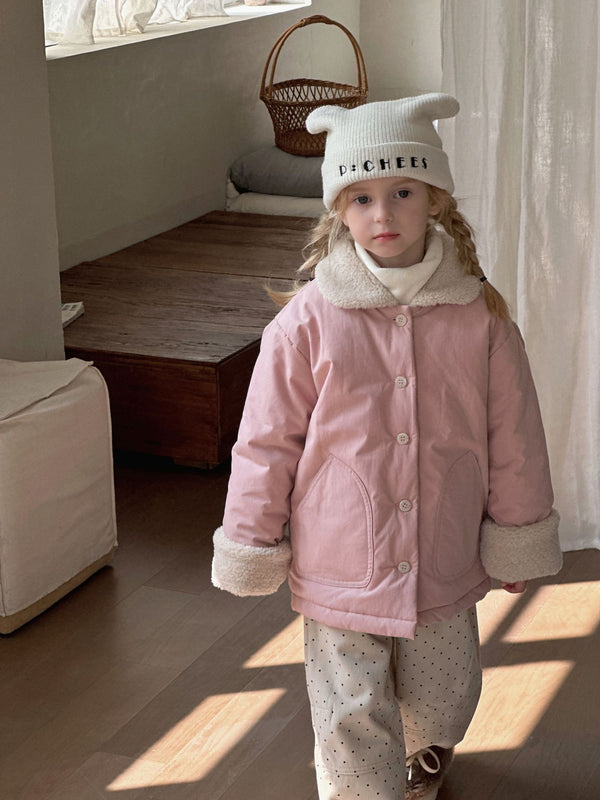 Girls Cotton Padded Jacket | Pink Thick Winter Coat