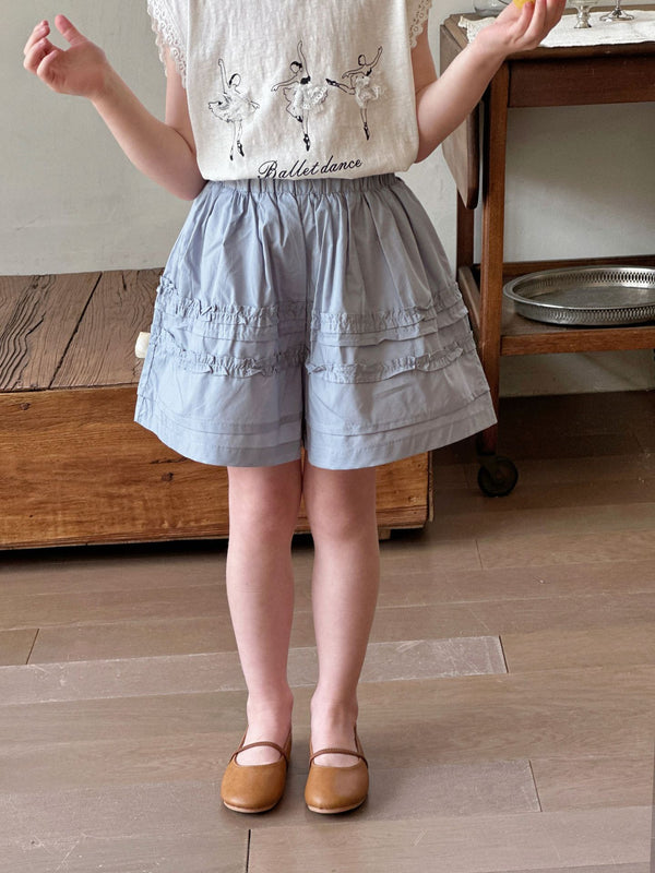 Girls Ruffle Hem Shorts | Cotton Loose Skirt Pants
