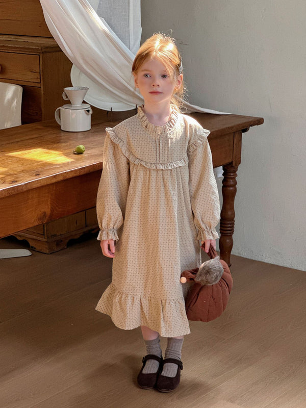 Girls Princess Dress | Embroidered Lace Long Sleeve Outfit