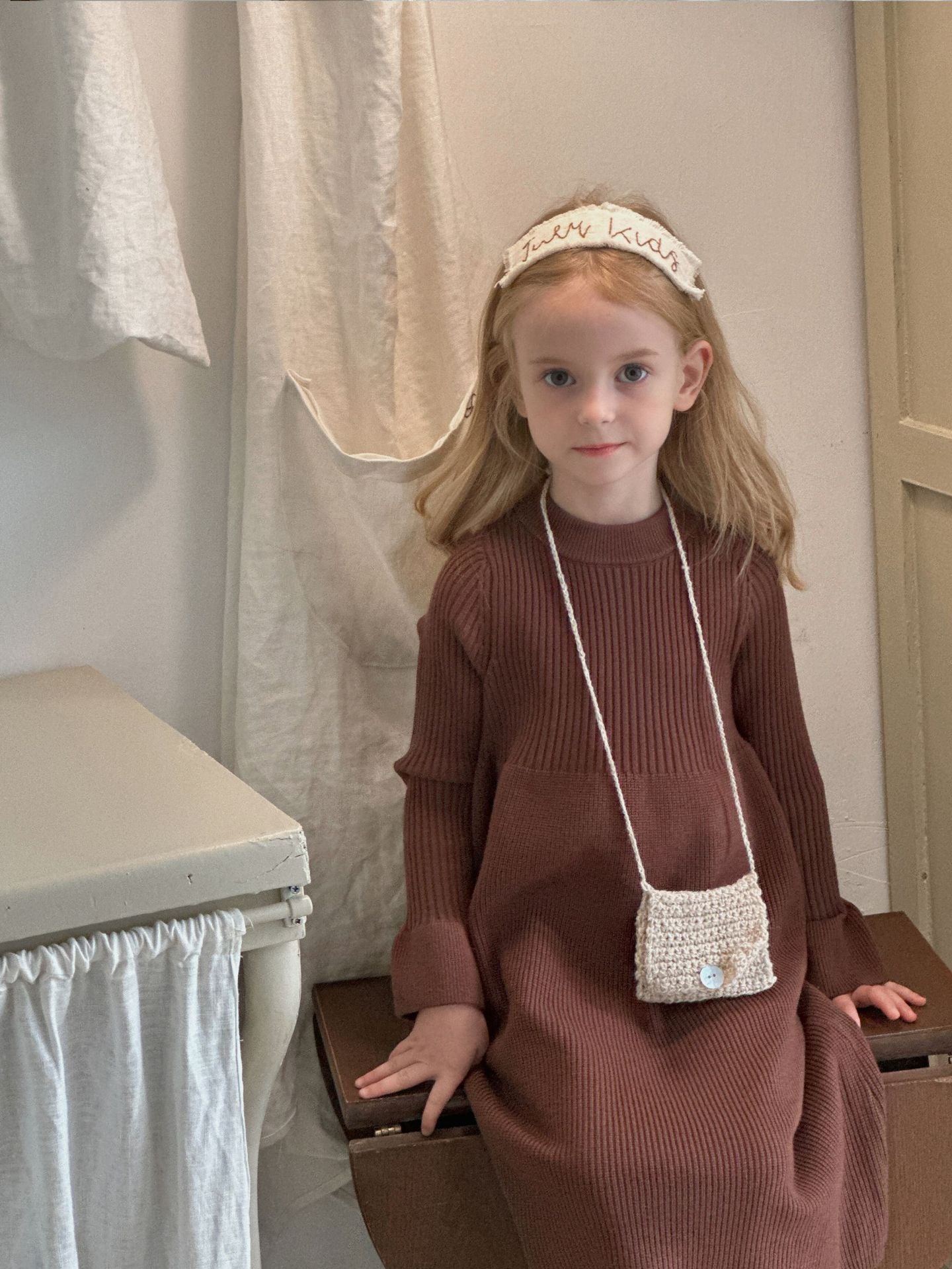 Girls Dress Spring and Autumn Knitted Princess Dress and Long Sweater Skirt