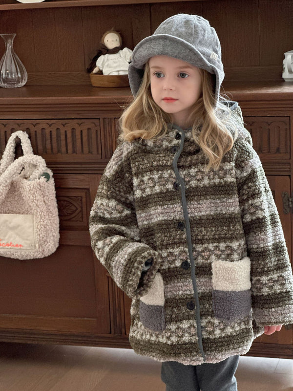 Girls Fleece Jacket | Hooded Thick Sherpa Coat