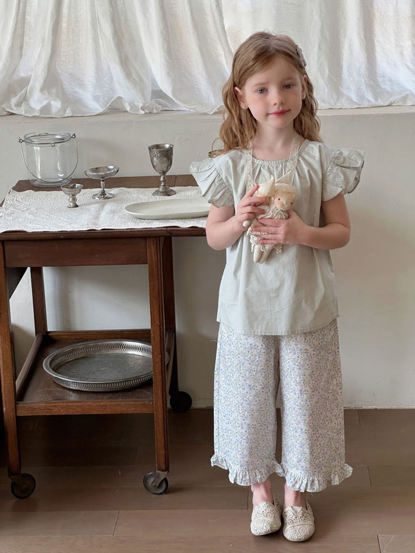 Girls Cotton Pants | Ruffle Hem Lightweight Mosquito-Proof Trousers