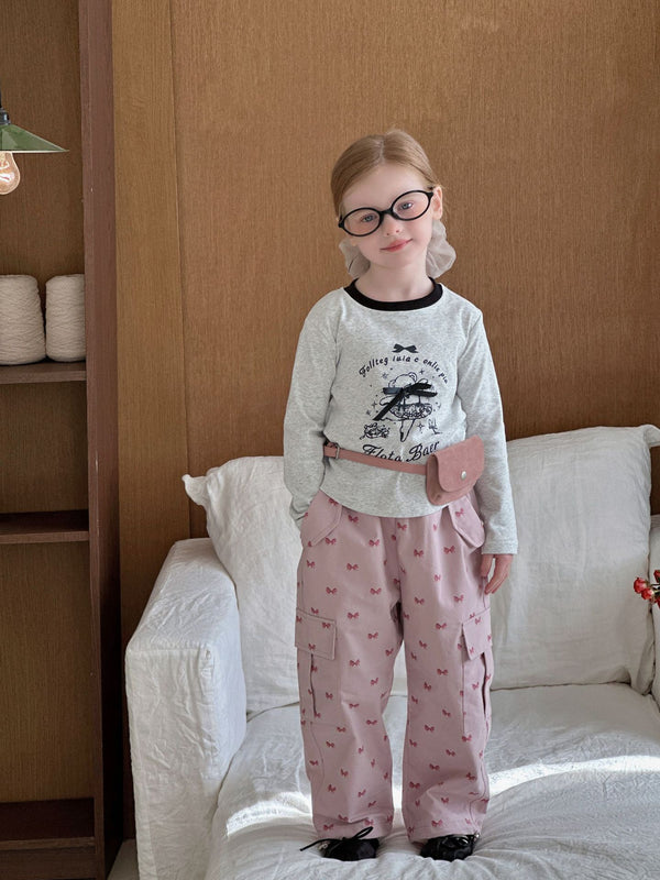 Girls Cargo Pants | Loose Casual Trousers with Bow