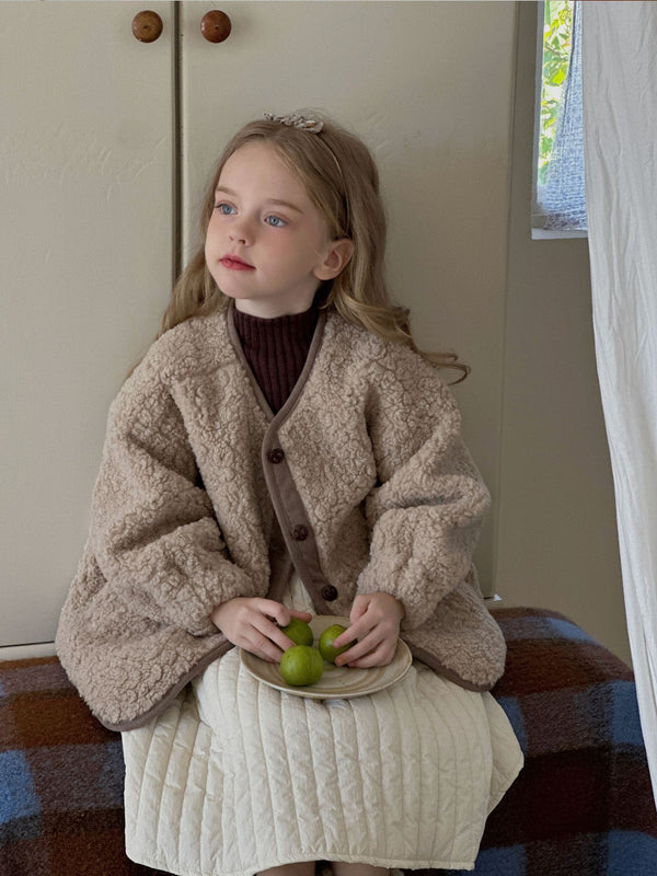 Girls Sherpa Jacket | Faux Shearling Cotton Padded Coat