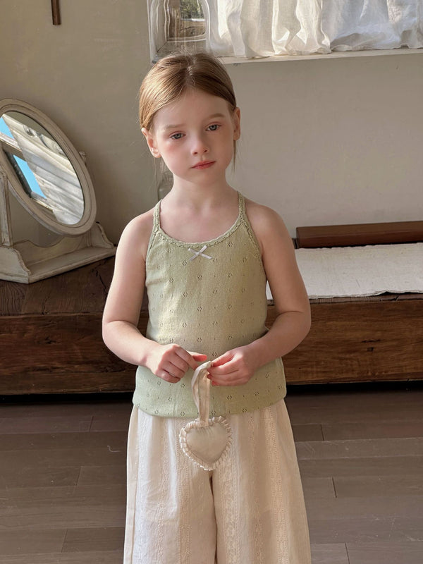 Girls Cotton Tank Top | Knit Bow Tie Camisole