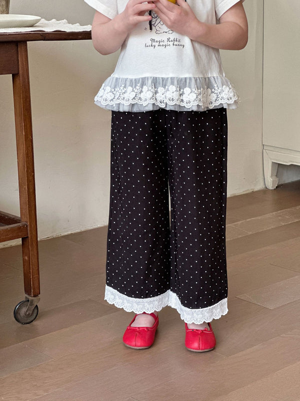 Girls Lace Pants | Polka Dot Lightweight Casual Trousers