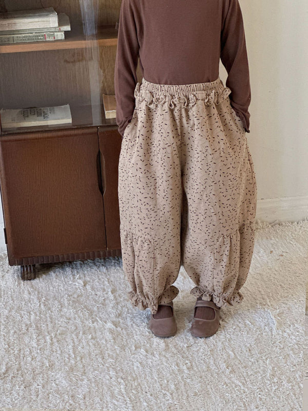 Girls Carrot Pants | Casual Long Trousers with Lace Trim