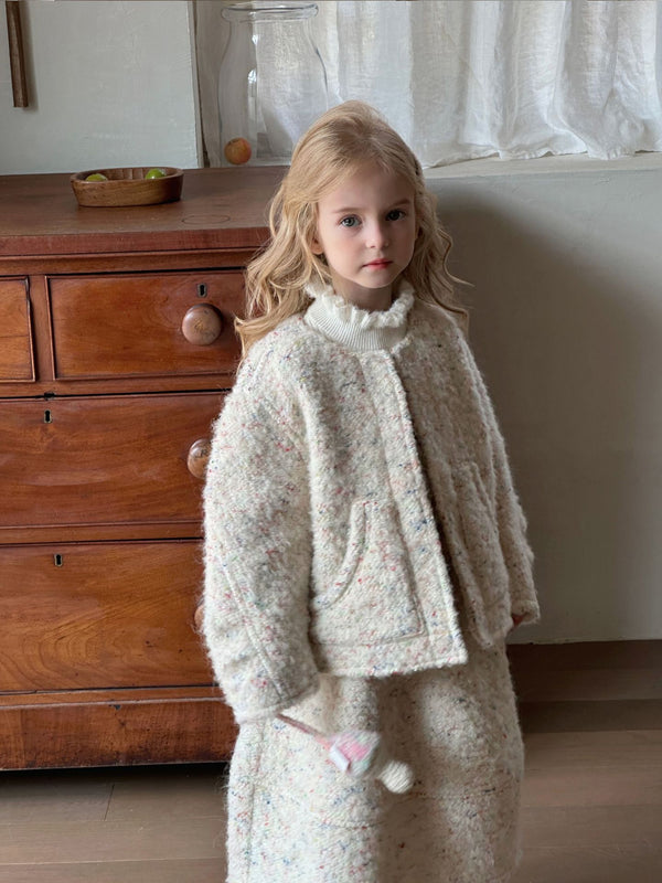 Girls Wool Outfit Set | Thick Coat and Skirt Two-Piece