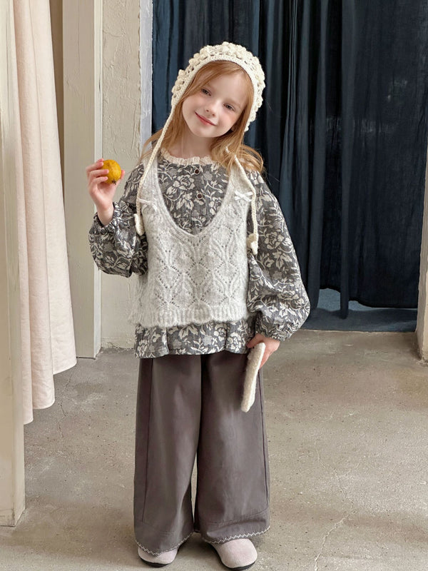 Girls' Wool Vest Versatile Stacked Top