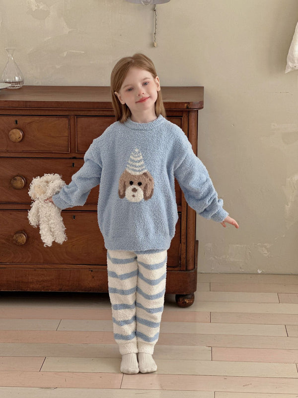 Girls Pajama Set | Cartoon Fleece Top and Pants Loungewear