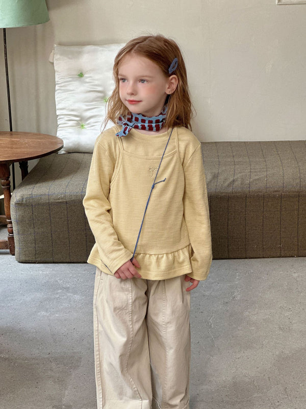 Girls T-Shirt Set | Long Sleeve Undershirt with Bow Strap Top