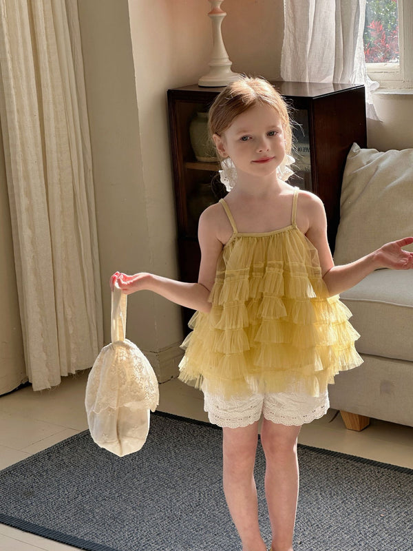 Girls Outfit Set | Embroidered Shorts and Mesh Princess Top