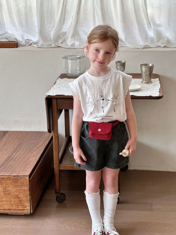 Girls Denim Shorts | Polka Dot Cotton Casual Shorts
