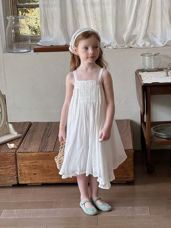 Girls White Dress | Sleeveless Sundress Princess Outfit