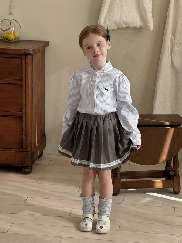 Girls Pleated Skirt | Sweet School Style Lace Skirt for Kids