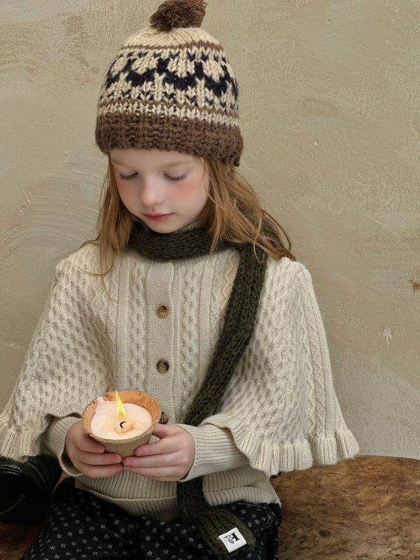 Girls Sweater Set French Sheep Fleece Bottom Shirt Cape Shawl Jacket