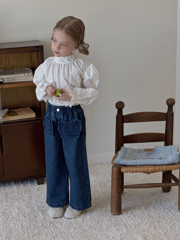 Girls White Shirt | French Style Long Sleeve Blouse