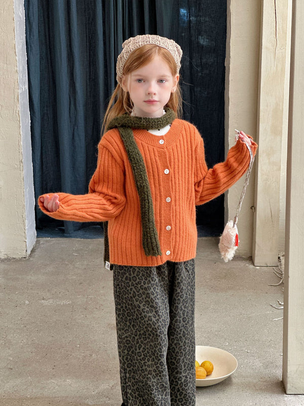 Girls Knit Cardigan | Alpaca Wool Ribbed Sweater Jacket
