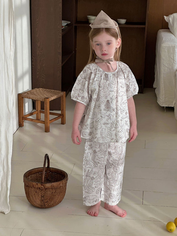 Girls Cotton Pajama Set | Short Sleeve Breathable Sleepwear