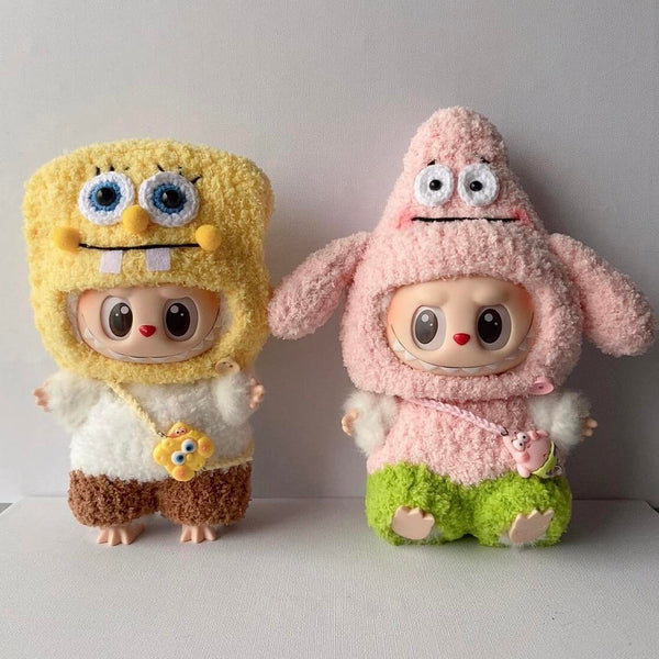 crochet labubu clothes of SpongeBob and Patrick Star