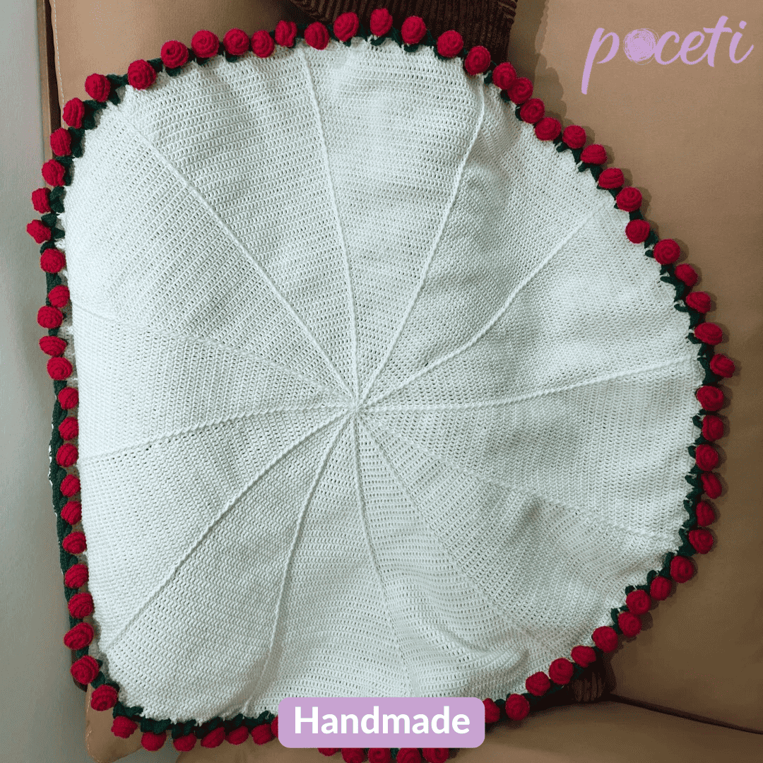 Handmade rose crochet flower bouquet blanket featuring intricate floral patterns, perfect for cozy gifting and home decoration