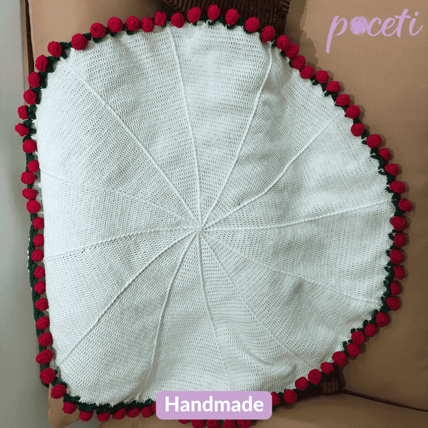 Handmade rose crochet flower bouquet blanket featuring intricate floral patterns, perfect for cozy gifting and home decoration